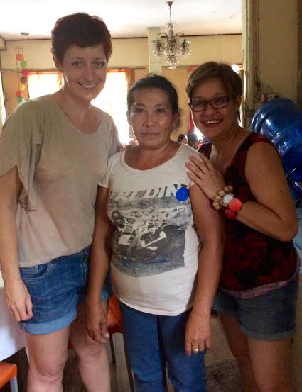 Evelyn Hermo with Helen and Jackie, June 30, 2015. We met up with her at my brother Paul's house during the Tacloban fiesta. (I met her last year as she was my brother's family's laundrywoman.)